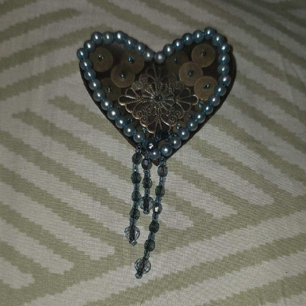Heart-Shaped Beaded Brooch